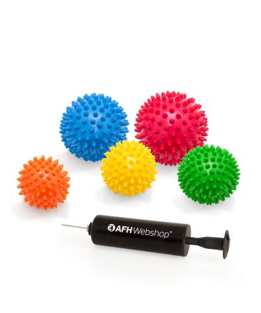 5-pack SAVINGS SET with pump | Massage balls with knobs | Knobbed balls | Hedgehog balls | Arthro sensory ball | Not inflated!