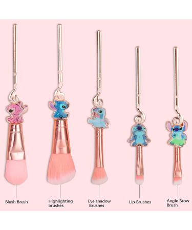 Stitch Makeup Brush Set 5Pcs with Storage Bag - Cartoon Theme Cosmetic Brushes for Face & Eyes - Birthday Gift for Girls & Women (Style 4) - Buy Online on GoSupps.com