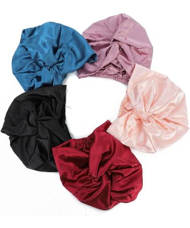 Lenaqueen 100% Silk Night Cap for Women - Pink Silk Sleep Bonnet with Elastic Band - Buy Online on GoSupps.com