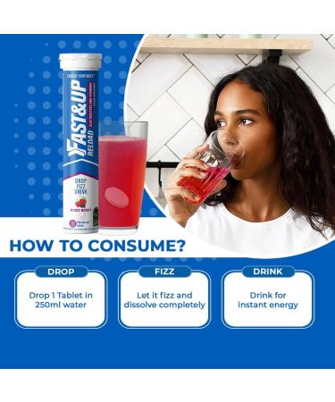 FAST&UP Reload - Instant Hydration & Electrolytes | 60 Effervescent Tablets (Mixed Berry) - Global Shipping Available - Buy Online on GoSupps.com