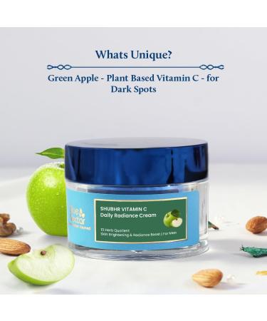 Blue Nectar Plant-Based Vitamin C Face Cream - Glowing Skin & Dark Spot Removal for Men | Green Apple & Almond Oil (13 Herbs 1.76Oz - Buy Online on GoSupps.com
