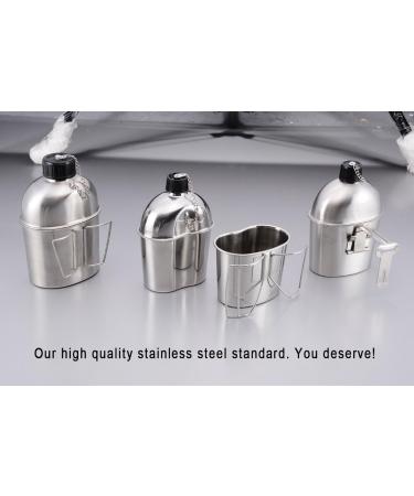 Goetland Stainless Steel WWII US Military Canteen Kit 1QT with 0.5QT Cup and Nylon Cover - Buy Online on GoSupps.com