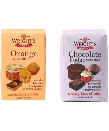Wright's Baking Cake Mix Selection Pack Chocolate Fudge & Orange (One of Each 500g Pack) | can be used to bake light & moist cakes slices muffins or cupcakes - Buy Online on GoSupps.com