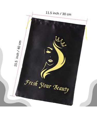 Satin Hair Packaging Bags - 6PCS Black | Soft Silk Satin Pouches with Drawstring for Bundles, Wigs & Hair Tools - Home and Salon Use - Buy Online on GoSupps.com
