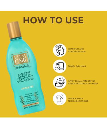 Vital Care Volumizing Leave In Argan Oil Treatment - Gentle Keratin Complex for Daily Hydration & Repair - with Avocado Oil and Wheat Proteins - Buy Online on GoSupps.com
