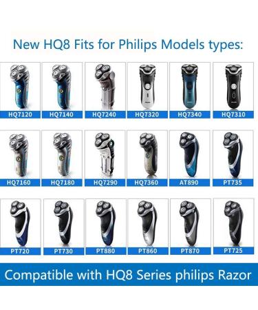 6-Pack HQ8 Replacement Heads for Philips Norelco Aquatec Shavers - Razor Blades for PT720 AT880 AT810 - HQ8 Blades - 6 Count - Buy Online on GoSupps.com