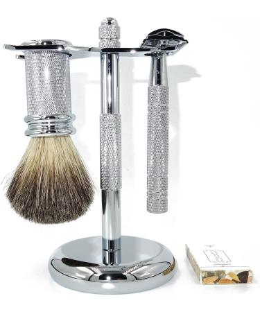 NSNT Exquisit Men's Shaving Brush Stand & Stainless Steel Safety Razor Set - Premium Wet Shaving Accessories - Buy Online on GoSupps.com