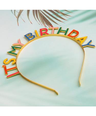 Rainbow 'It's My Birthday' Alloy Headband - Birthday Crown for Women and Girls - Party Decorations - Buy Online on GoSupps.com