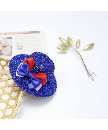 2 Pcs Mini Hat Clip with Bow Fashion Red Blue White Shining Hat Clip Independence Day Hairpin Hair Accessories - Buy Online on GoSupps.com