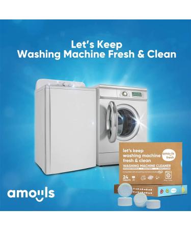 Amoyls Washing Machine Cleaner - Removes Odors & Grime from Front & Top Loader Machines (Ocean Scent, 24 Tablets) - Buy Online on GoSupps.com