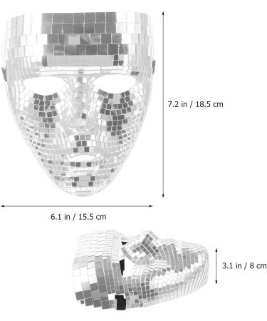 Homsfou Halloween Disco Ball Glitter Mask | Festival Masquerade Face Cover for Parties & DJ Events | Silver Halloween Decoration - Buy Online on GoSupps.com