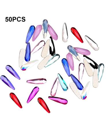 dijiusidy 50 Pieces Glass Crystal Set Eye-catching Personalized Nail Art Rhinestones DIY Handcraft Manicure Accessories for Card Making Water Drop - Buy Online on GoSupps.com