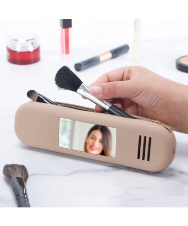 Travel Makeup Brush Holder with Mirror | Silicone Cosmetic Organizer with Zipper | Large Makeup Travel Essentials for Women - Buy Online on GoSupps.com