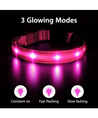 Masbrill LED Dog Collar - Luminous Waterproof Adjustable Safety Band for Small Medium & Large Dogs - Pink (38-50cm) - Buy Online on GoSupps.com