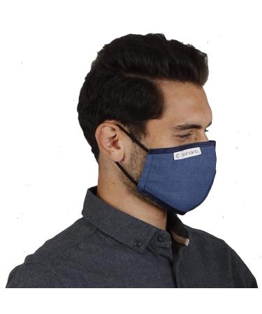 SONOVIA Reusable Face Mask | 2 Layer Breathable Fabric | Anti-Fog Nose Wire | Adjustable Ear Straps | Denim Blue | Large Size - Buy Online on GoSupps.com