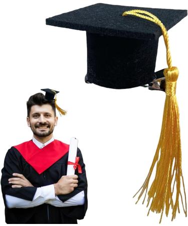 Gomice Graduation Hat Headband | Doctoral Hat Headband 3D Graduation Hat Hairpins Dress up Photo Decoration Supplies for Graduation Yellow - Buy Online on GoSupps.com
