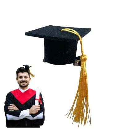 Niktule Graduation Hats 3D Doctoral Hat - Graduation Hat Hairpin Set 3D Graduation Hat Inserts Graduation Accessories for College University High School Yellow