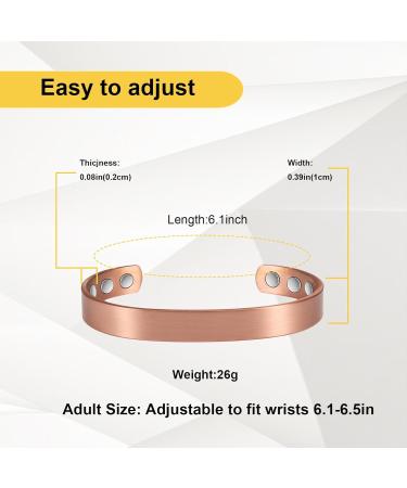 Shop 99% Pure Copper Magnetic Bracelet for Women | Arthritis Relief Adjustable Fashion Jewelry - Buy Online on GoSupps.com