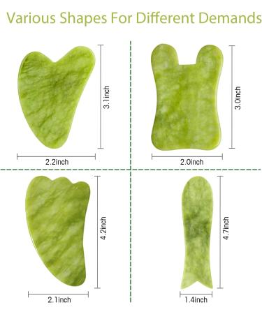 4-Piece Gua Sha Facial Massage Tools Set for Face and Body Scraping - Grass Green - Buy Online on GoSupps.com