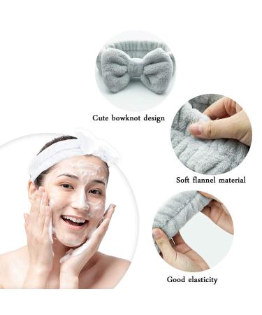 DDSHUN 3-Piece Makeup Hair Band Set | Bowknot Headbands for Yoga Spa & Sports | Elastic Hair Wraps in White Gray & Black - Buy Online on GoSupps.com
