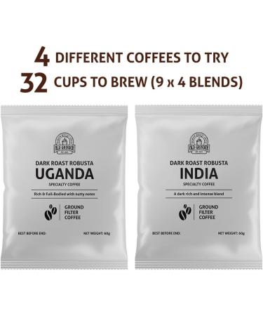 Old Grinder - Gourmet Coffee Gift Set | Ground Coffee 240g (4 x 60g) | 4 of the World's Finest Single Origin Specialty Coffees | Hamper Style Letterbox Gift Idea for Him & Her - Buy Online on GoSupps.com