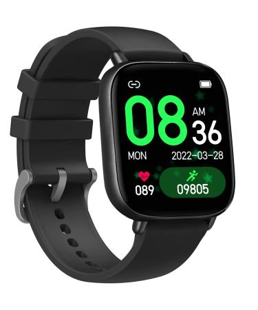 FITVII Fitness Tracker with Heart Rate and Blood Pressure Monitor, IP68 Waterproof Smart Watch Activity Step Tracker with 1.7'' Color Screen, Sleep Monitor Calories Counter Pedometer for Women Men Black