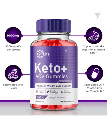 2nd Life Keto ACV Gummies - Advanced Weight Loss Formula with Apple Cider Vinegar - 60 Gummies - Buy Online on GoSupps.com