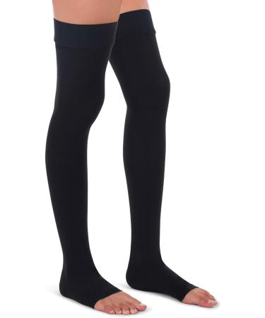 Jomi Compression Thigh High Stockings 20-30mmHg - Surgical Weight, Open Toe, XX-Large, Black - Buy Online on GoSupps.com