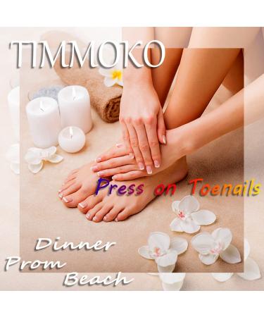 Timmoko Press On Toenails - 24Pcs French White Short Fake Nails for Women and Girls - Buy Online on GoSupps.com