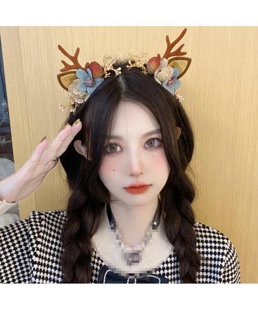 Christmas Deer Antlers Headbands Elk Deer Animal Horns Hair Band Hair Piece Halloween Xmas Cosplay Costume Hair Accessories for Women and Girls - Buy Online on GoSupps.com