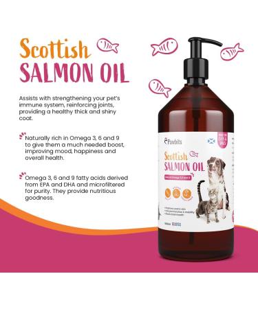 Pawbits 1 Litre Scottish Salmon Oil For Cats & Dogs - Natural Omega 3+6+9 Healthy Coat & Immune System Fish Oil 1 l (Pack of 1) - Buy Online on GoSupps.com