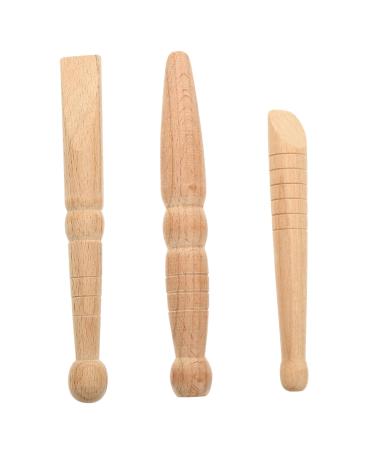 Minkissy acupuncture rod made of wood hand massage devices reflex zone beads wooden massage tab Thai foot massage foot reflex zone massage Guasha wood stick ball manual 3 pieces