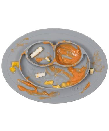 ezpz Mini Mat (Gray) - Silicone Suction Plate for Infants & Toddlers | Built-in Placemat, Self-Feeding | Reusable Travel Bag - Buy Online on GoSupps.com