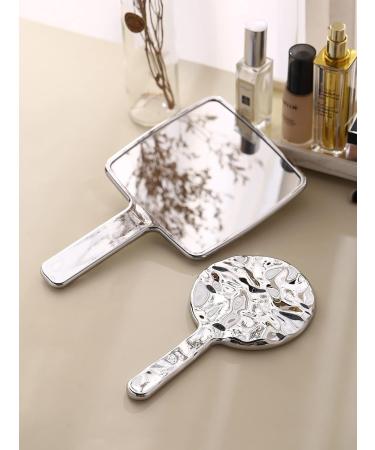 MirrorNova Water Ripples Handheld Mirror with Handle - Silver Square Medium | Perfect for Makeup - Buy Online on GoSupps.com