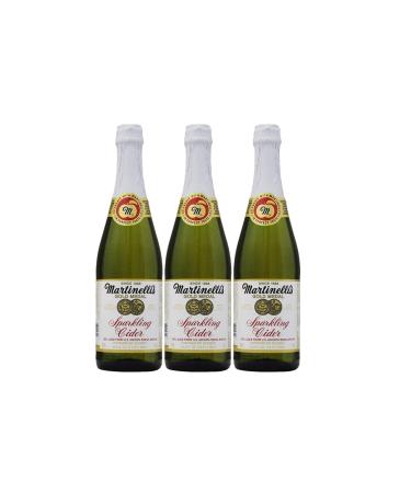 Martinelli's Sparkling Apple Cider Juice, 25.4oz Glass Bottle (Pack of 3, Total of 76.2 Fl Oz)
