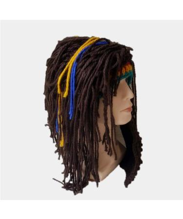 Creative Beard Hat Barbarian Knit Beard Hat Wig Beanie Hat Funny Knit Hat Beard Facemask for Male(multicolour) - Buy Online on GoSupps.com