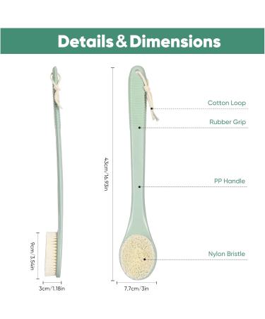 Shop Dark Green Back Brush for Seniors | Long Handle Shower Brush for Easy Bathing - Buy Online on GoSupps.com