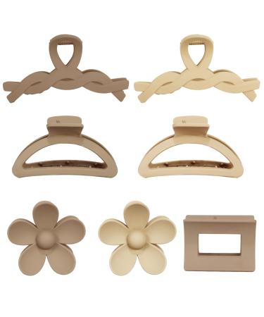 7Pack Large Hair Clips for Thick Hair Hair Claw Clips in 4Styles Big Matte Nonslip Strong Hold Claw Clip for Women and Girls Fashion Hair Styling Accessories Hair Clips(7 PCS)