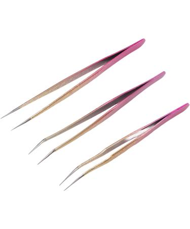 3 Piece Stainless Steel Nail Art Tweezers Set - Multifuntional Rhinestone Tongs for Manicure with Straight Bending Tips - Easy Absorption & Extraction - Buy Online on GoSupps.com