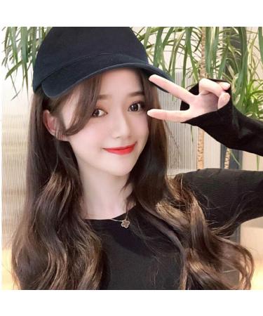 BGHJUE Wig female long curly hair tongue hat wig one fashion summer realistic big wave new hair set