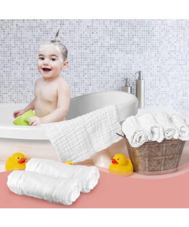 PPOGOO Baby Muslin Washcloths - 10 Pack Natural Cotton Baby Wipes and Face Towels - Buy Online on GoSupps.com