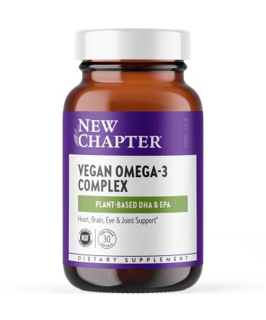 New Chapter Vegan Algae Oil DHA EPA and DPA Supplement - Vegan Omega-3 Complex for Heart Brain Eye & Joint Support - 30 Softgels