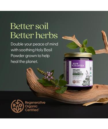 New Chapter Organic Holy Basil Booster Powder - Stress Relief Cognitive Function Memory Immune Support Supplement - Regenerative Organic Certified Tulsi 75 Servings - Buy Online on GoSupps.com