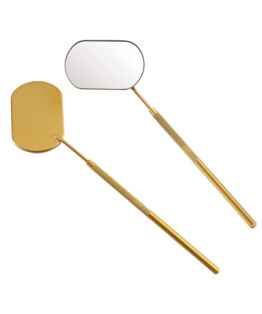 Pretty memory Large Lash Mirror, Stainless Steel Eyelash Mirror, Makeup Mirror for Lash Extension Supplies (Gold)