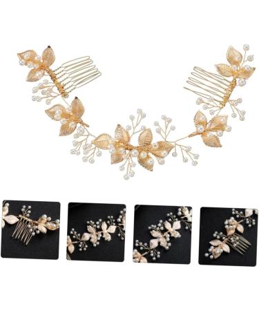 FRCOLOR 1pc Comb Bridesmaid Headwear Wedding Hairband Glitter Leaf Pearl Wedding Hairpin Hair Pin Floral Headpiece Wedding Hair Accessories Bride Hairstyles Manual Headband Alloy - Buy Online on GoSupps.com