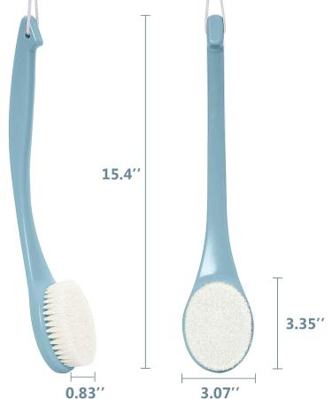 Long Handle Body Brush Back Scrubber for Exfoliation - Turquoise Nylon - Buy Online on GoSupps.com