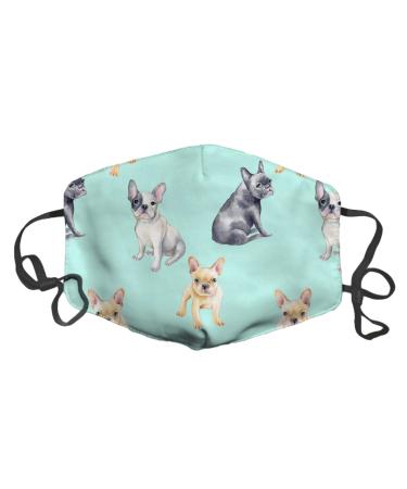 LuxSweet French Bulldog Pet Puppy Face Decorative Fashion Design Washable Reusable Unisex Soft and Comfortable for Men and Women