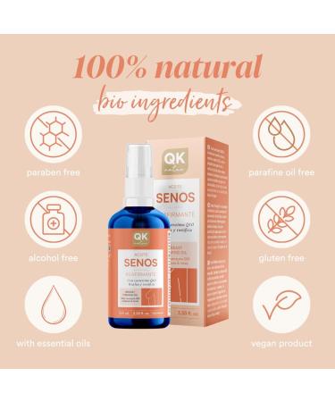  QKnatur Firming breast oil (100 ml). Lifts and tones the breasts. Oil for the d colletage and chest with Coenzyme Q10. Blend of rosehip avocado and jojoba oils. - Buy Online on GoSupps.com