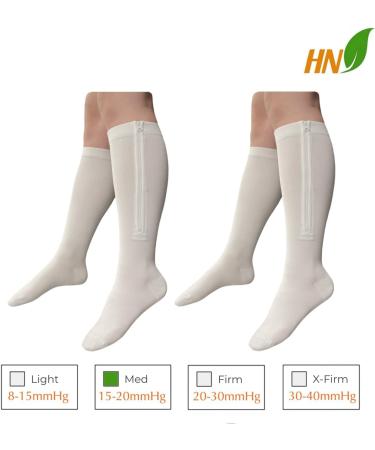 HealthyNees Closed Toe Compression Zip Socks 15-20mmHg - 2 Pairs in White & Navy - 3X-Large for Optimal Support | International Shipping Available - Buy Online on GoSupps.com