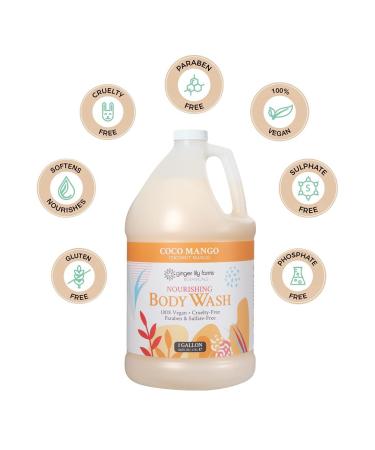 Ginger Lily Farms Botanicals Nourishing Body Wash Coco Mango 1 Gallon Refill - Vegan & Cruelty-Free Coconut Mango Scent - 128 fl oz - Buy Online on GoSupps.com